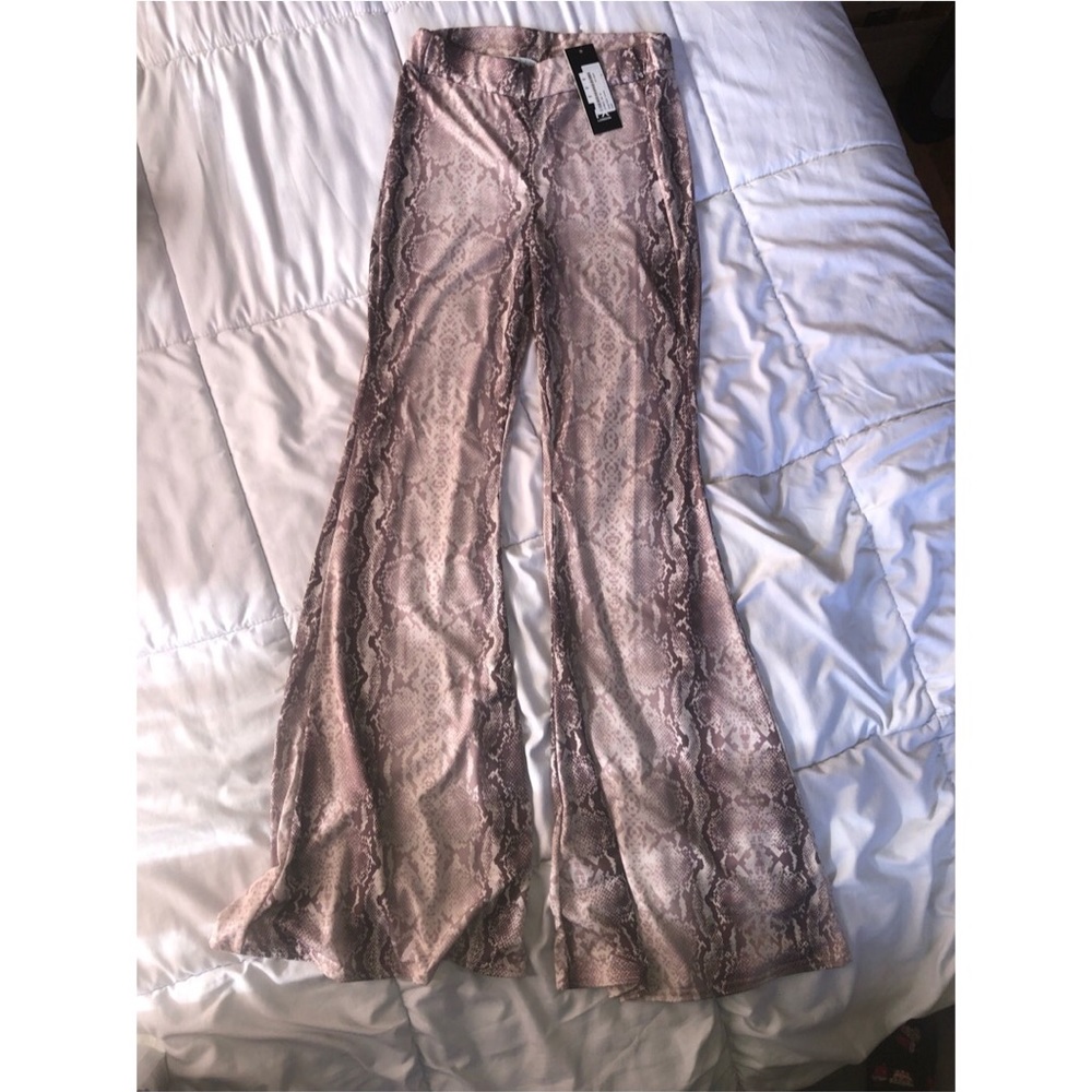 Boohoo snake flared trousers